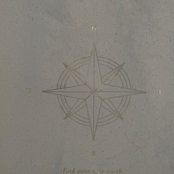 Fringe small canvas tote bag with gold North Star design NWOT - Picture 2 of 12